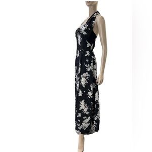 Black and White Halter Maxi Sun dress for Wedding Guests